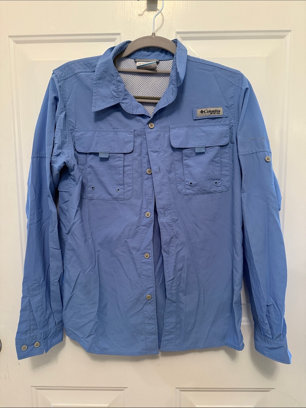 Columbia  PFG Omni shade youth large Long-Sleeve Light Blue Fishing Shirt Jacket